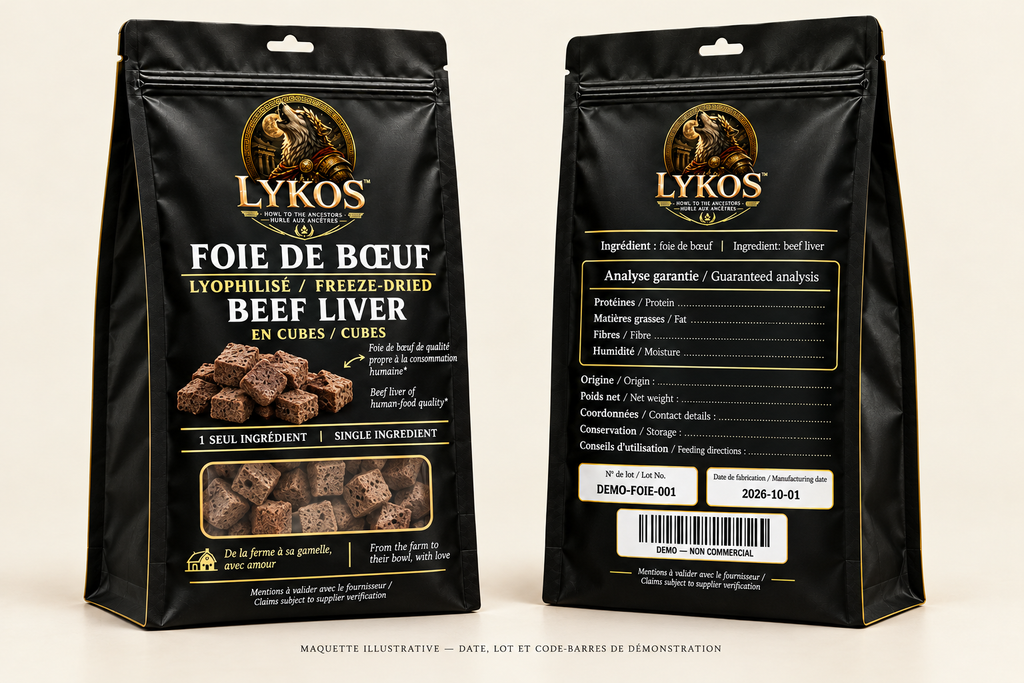 LYKOS — Foie de bœuf lyophilisé en cubes, 100 g | Précommande